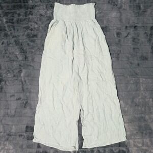 Miou Muse Sage Green Smocked High Waist Wide Leg Gauze Pants Womens Medium